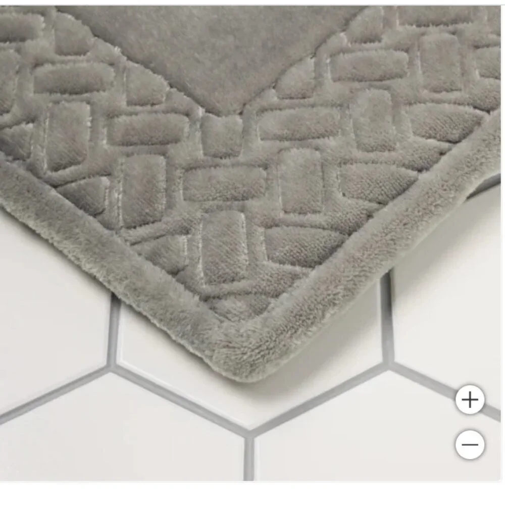 Paramount Ribbed Border Foam Bath Mat 24”x36” Gray